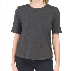 Eileen Fisher organic cotton jersey top petit medium short sleeve round neck
